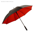 Customized Logo Print Fiberglass Straight Red Double Layer Windproof Travel Golf Umbrella